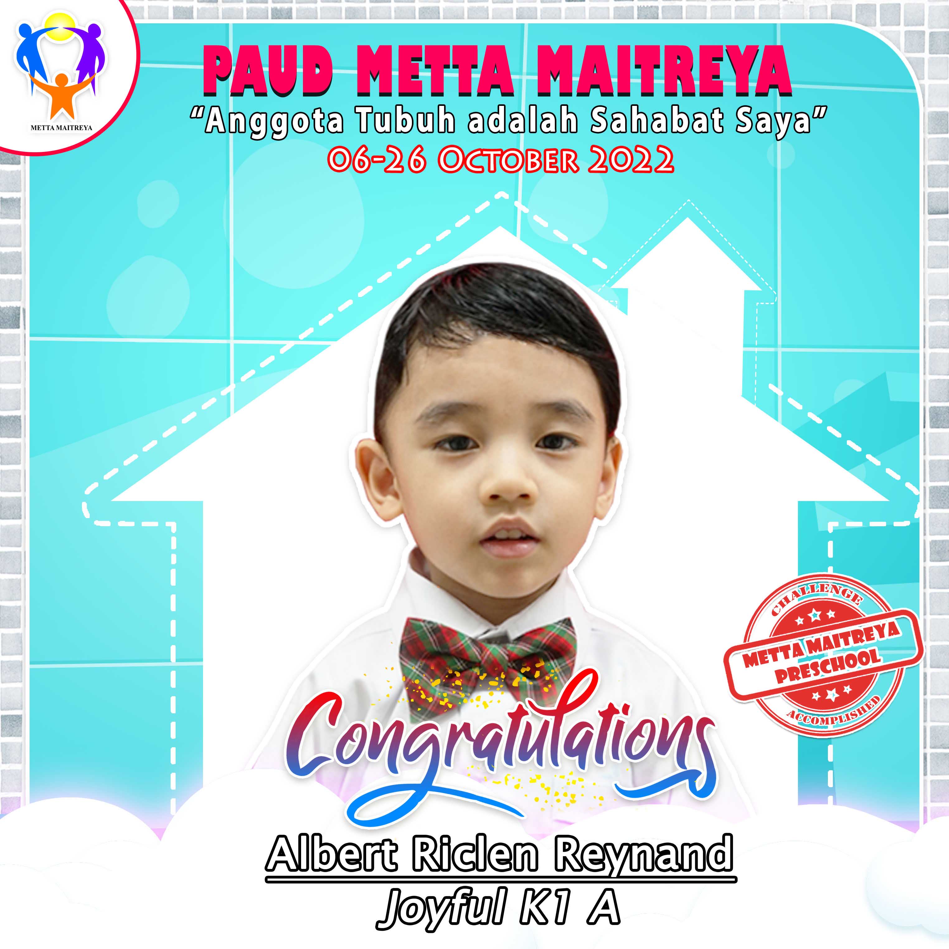 Pemenang 21 Days Good Habit Challenge Oktober 2022 "Anggota Tubuh adalah Sahabat Saya" | PAUD METTA MAITREYA